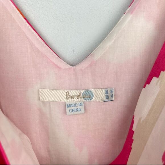 Boden Ikat Sheath Dress Pink White Orange Sleeveless V-Neck  Side Zip Sz 4 - Picture 4 of 16